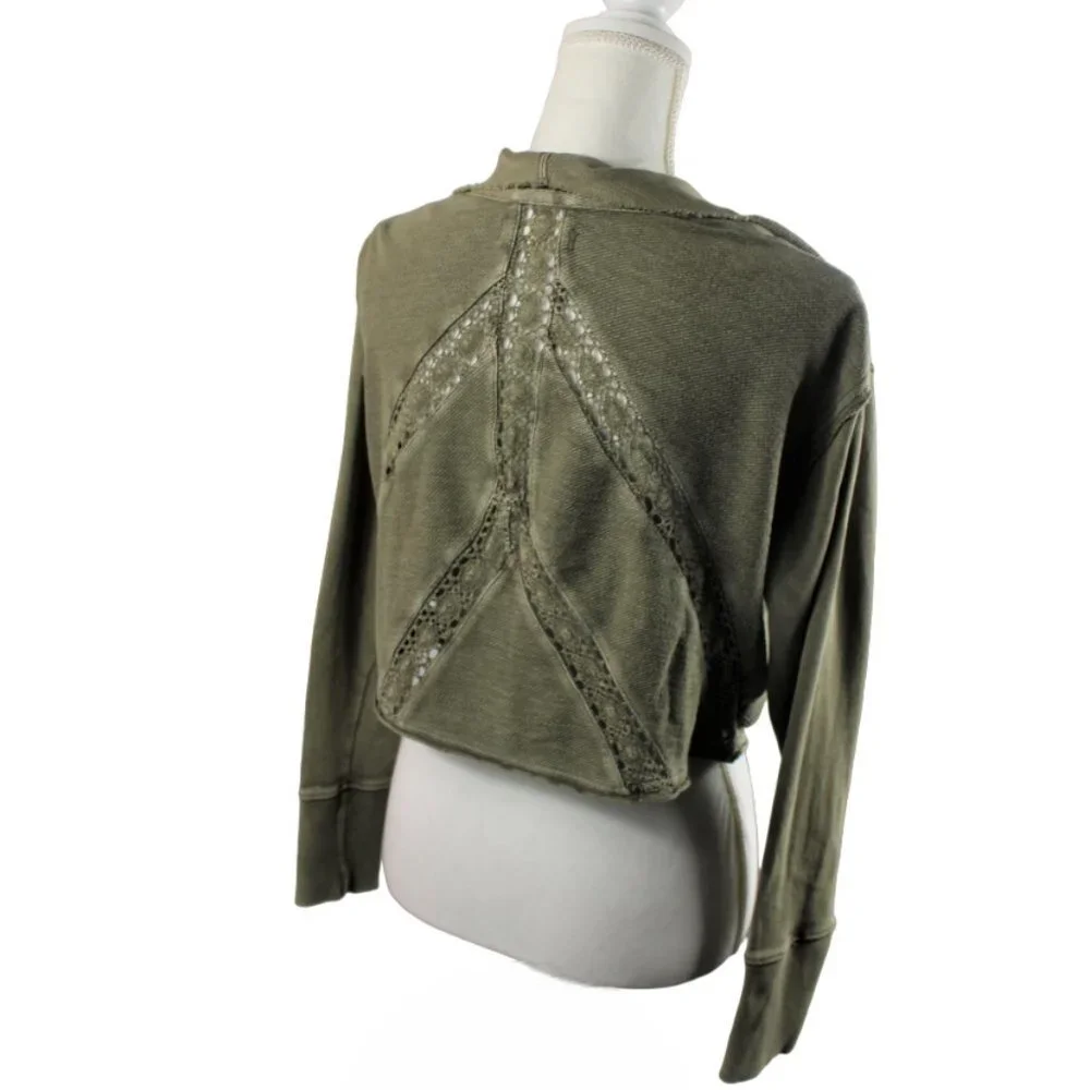 Free People Lost Cause Dolphin Wash Front Tie Cropped Cardigan Size XS